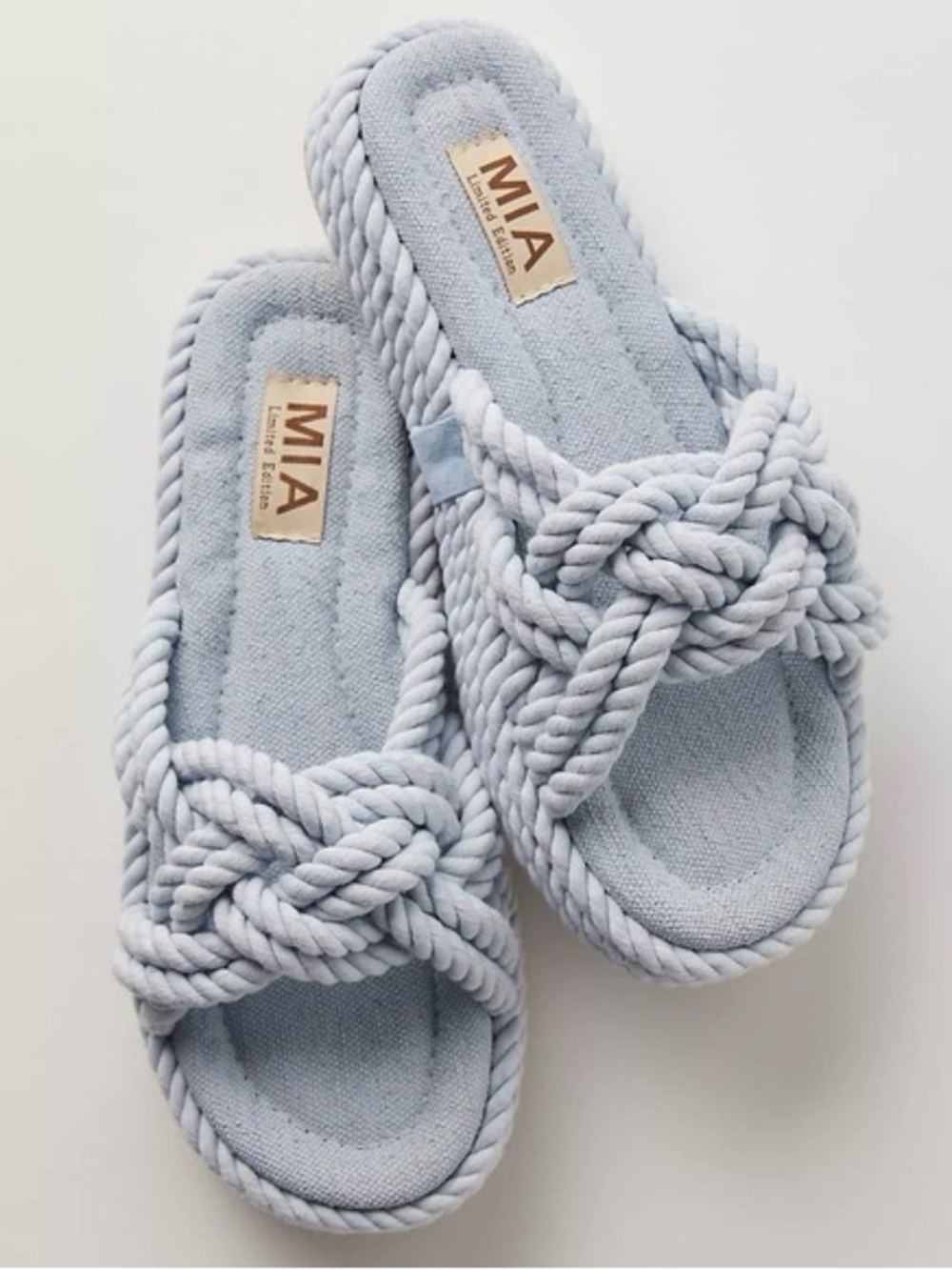 MIA Pale Blue Knotted Rope Slide Sandals